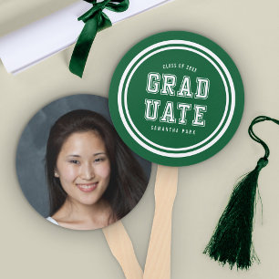 Editable Background Colour Varsity Graduate Photo Hand Fan