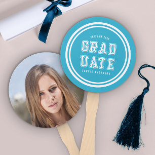 Editable Background Colour Varsity Graduate Photo Hand Fan