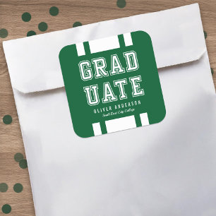 Editable Background Colour Varsity Graduate Square Sticker