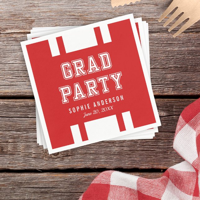 Editable Background Colour Varsity Graduation Part Napkin (Creator Uploaded)