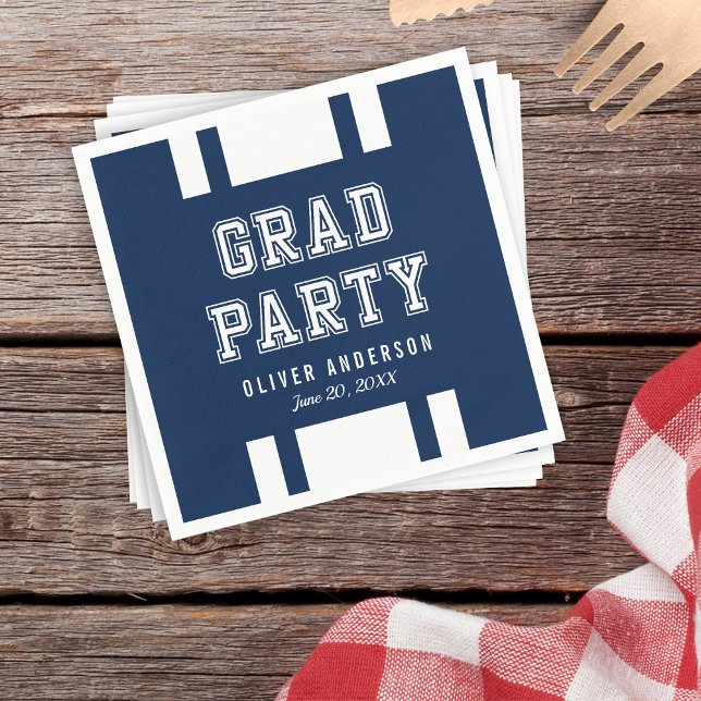 Editable Background Colour Varsity Graduation Part Napkin (Creator Uploaded)