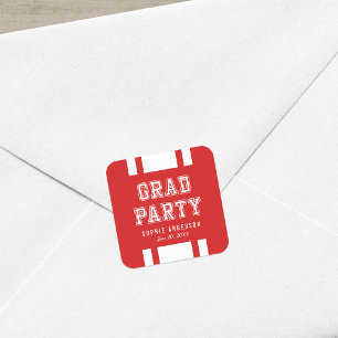 Editable Background Colour Varsity Graduation Part Square Sticker