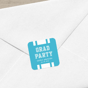 Editable Background Colour Varsity Graduation Part Square Sticker