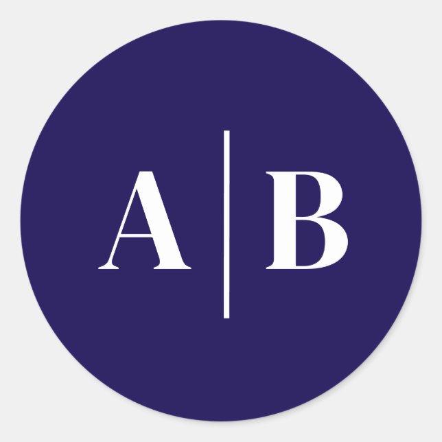 Editable Background Colour Wedding Monogram Classic Round Sticker (Front)
