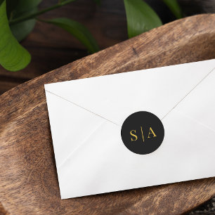 Editable Background Colour Wedding Monogram Classic Round Sticker