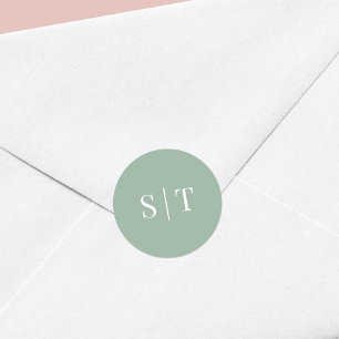 Editable Background Colour Wedding Monogram Classic Round Sticker