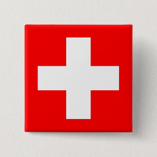 Editable Background, The Flag of Switzerland 15 Cm Square Badge