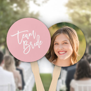 Editable Background White Brush Script Team Bride Hand Fan