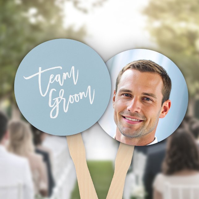 Editable Background White Brush Script Team Groom Hand Fan (Creator Uploaded)