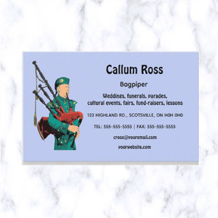 Editable Bagpiper  Business Card