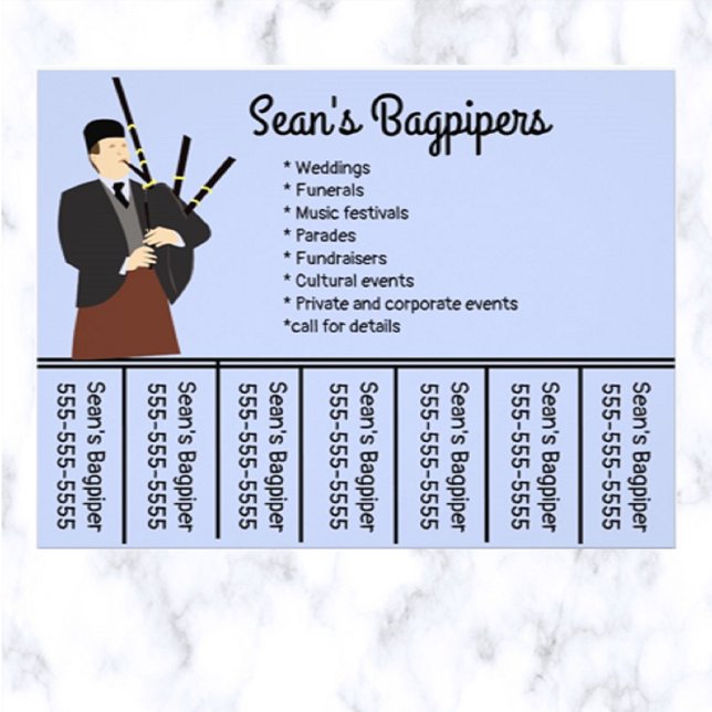 Editable Bagpipers Phone Number Flyer (What a great way to advertise your bagpipes business!)