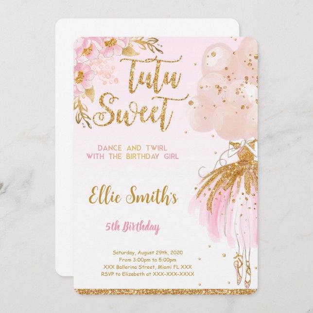 Editable Ballerina Invitation (Front/Back)