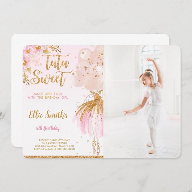 Editable Ballerina Photo Invitation (Front/Back)