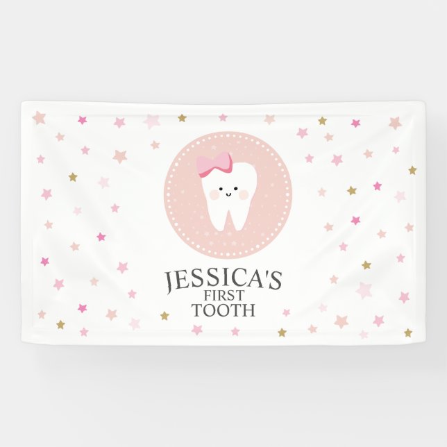 Editable banner for the First Tooth party. (Horizontal)