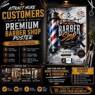 Editable Barber Shop Poster   Barber Wall Sign