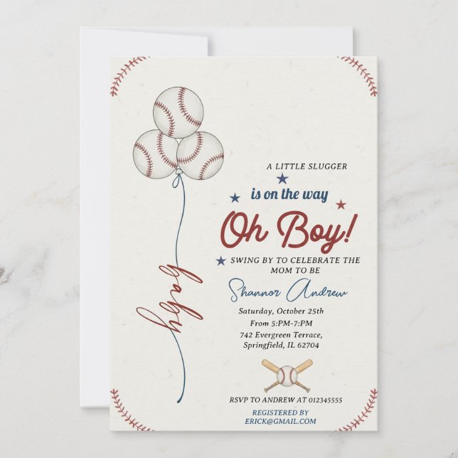 Editable Baseball Baby Shower Rookie Baby Sprinkle Invitation (Front)