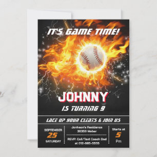 Editable Baseball Birthday Party Invitation