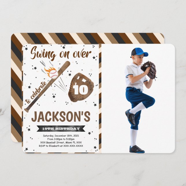 Editable Baseball Photo Invitation (Front/Back)