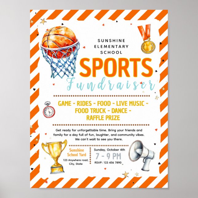 Editable basketball Fundraiser Flyer Poster (Front)