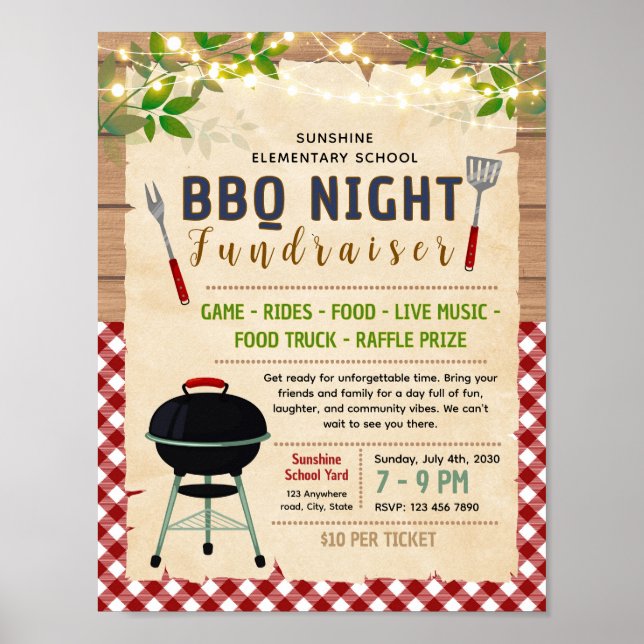 Editable bbq fundraiser flyer poster (Front)