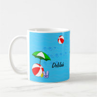 Editable Beach Ball Pool Umbrella Coffee Mug