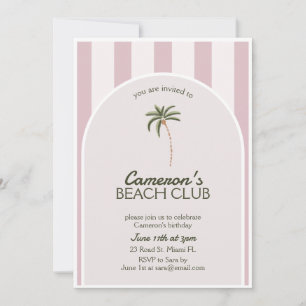 Editable Beach Club Cabana Invitation Birthday