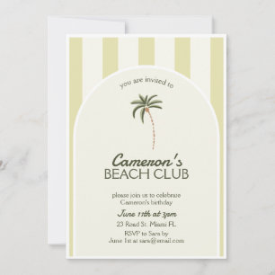 Editable Beach Club Cabana Invitation Birthday