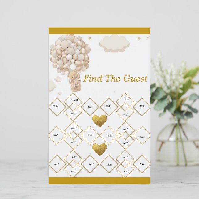 Editable Bear Balloons Baby Shower Invitation,  (Standing Front)