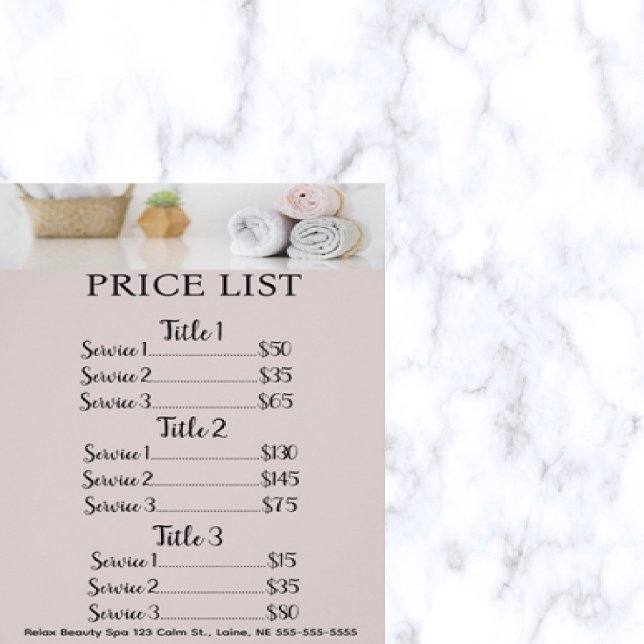 Editable Beauty Spa Salon Price List Flyer (Creator Uploaded)