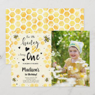 Editable Bee Birthday Photo Invitation