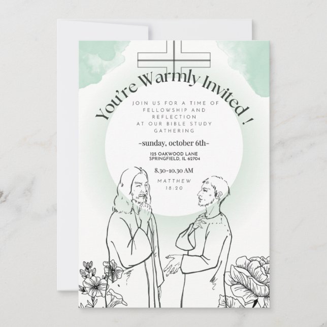 Editable bible verse Bible Study  Invitation  (Front)