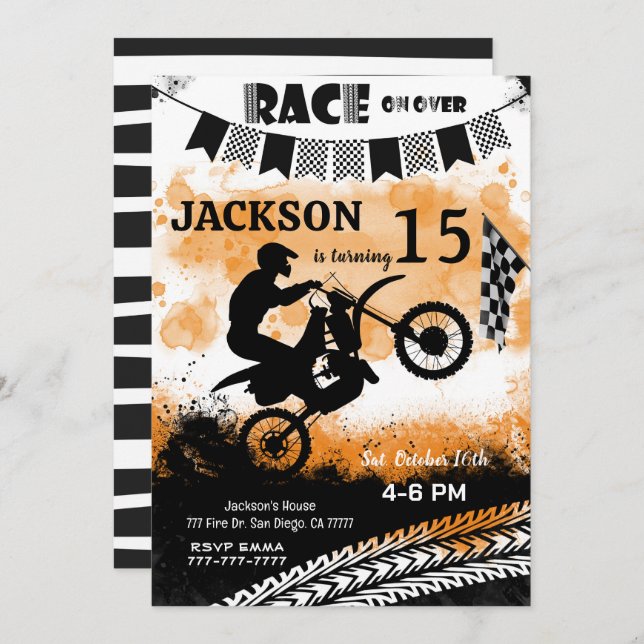 Editable Bike Birthday Invitation, Boy Invitations (Front/Back)