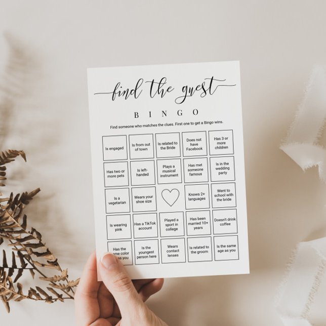 Editable Bingo Find the Guest Bridal Shower Game Invitation (Creator Uploaded)