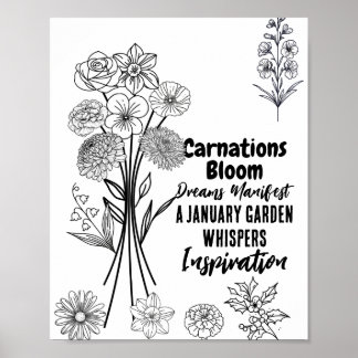Editable birth flower bouquet poster