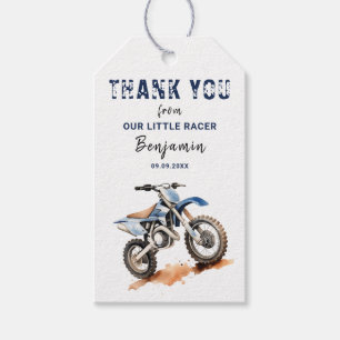 Editable Birthday Blue Dirt Bike Gift Tags