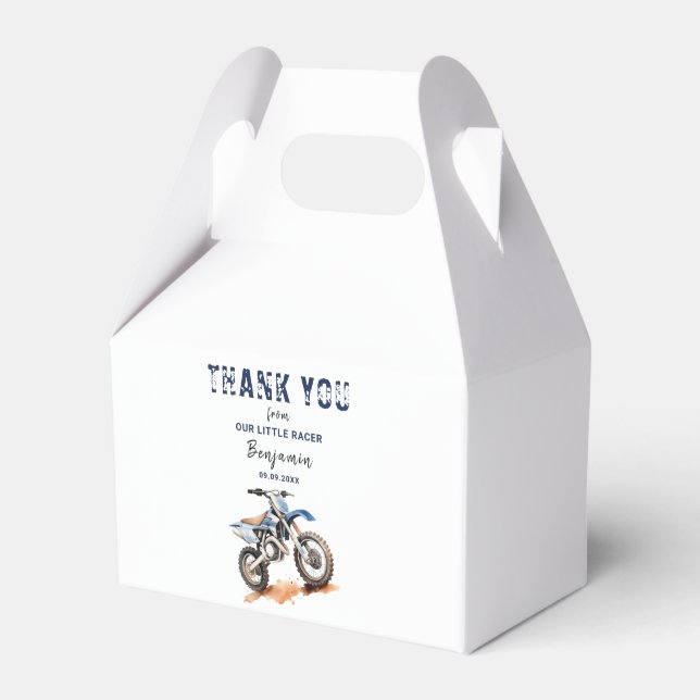 Editable Birthday Blue Motorbike Dirt Bike Kids Favour Box (Front Side)