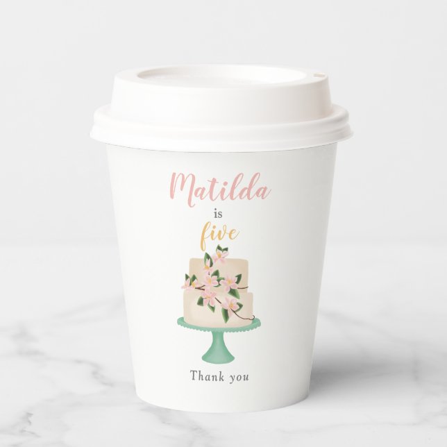 editable birthday cake party  paper cups (Front)