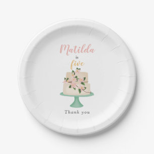 editable birthday cake party paper plate