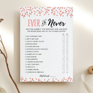 Editable Birthday Ever or Never Birthday Game Card