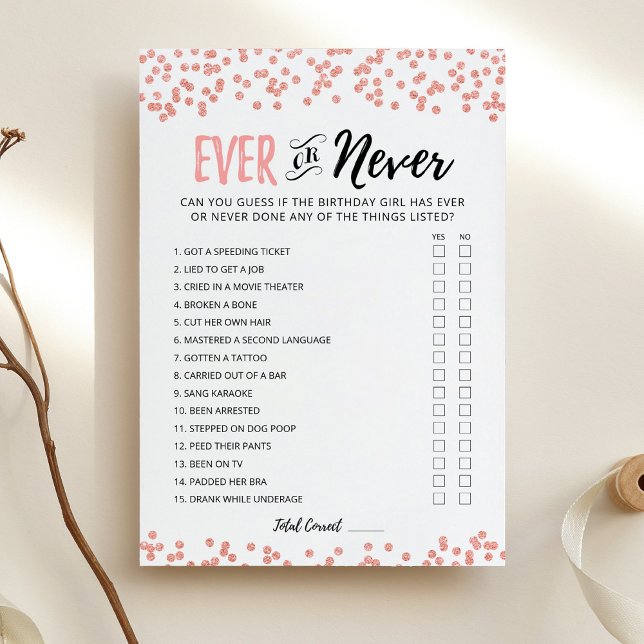 Editable Birthday Ever or Never Birthday Game Card (Creator Uploaded)