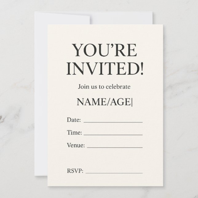 Editable Birthday Invitation Template | (Front)