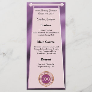 Editable Birthday Menu 100th Rose Gold Glitter
