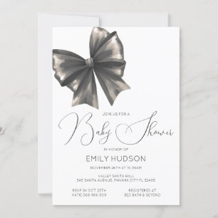 Editable Black Bow Coquette Invitation