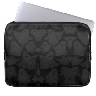 Editable Black Orange Pumbkin Halloween Laptop Sleeve