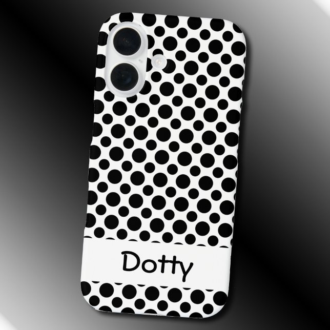 Editable Black Polka Dots Big and Small on White Case-Mate iPhone Case (Editable Black Polka Dots Big and Small on White Phone Case)
