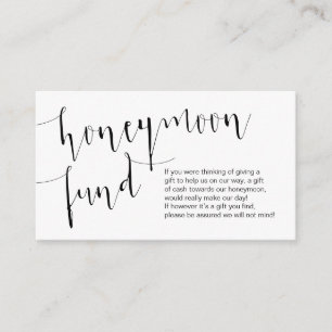 Editable Black Script, Wedding Honeymoon Fund Enclosure Card