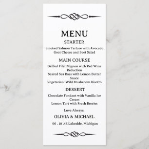 Editable Black & White Celtic Knot Arrow Wedding Menu