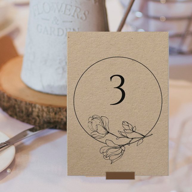 Editable Black White Floral Wedding Table Number (Creator Uploaded)