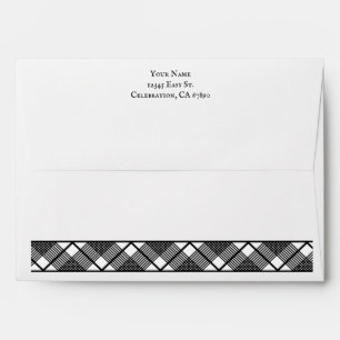 Editable Black White Plaid Pattern Lined A7 Envelo Envelope