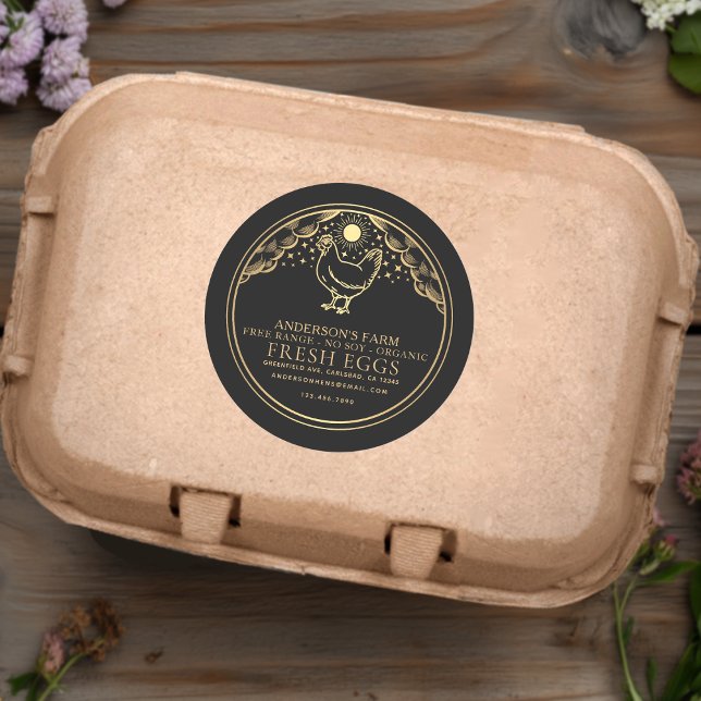 Editable Black Witchy Tarot Eggs Family Farm Label (Creator Uploaded)